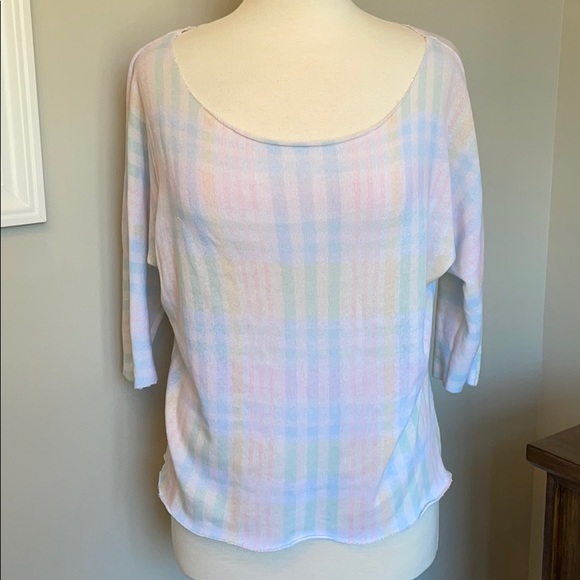 Wildfox Pastel Plaid Knit Raw Hem Sweater - Picture 12 of 12